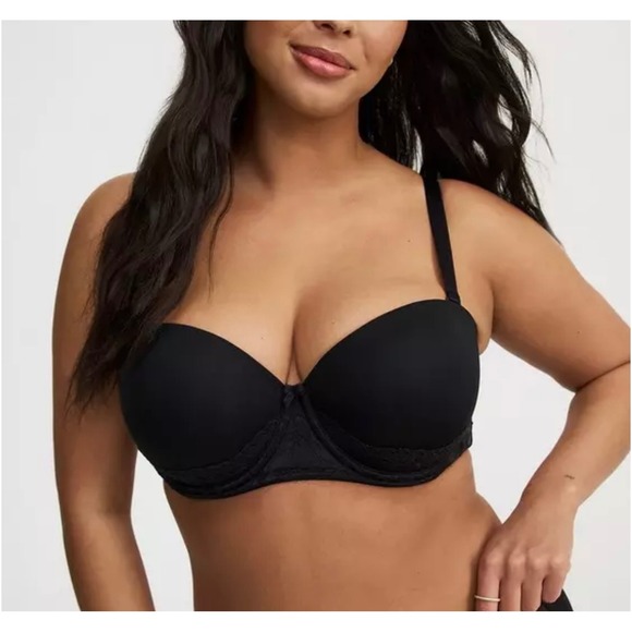 Torrid Bombshell Everyday Strapless Push-Up Bra Black Lace Trim 46DDD - Picture 4 of 13